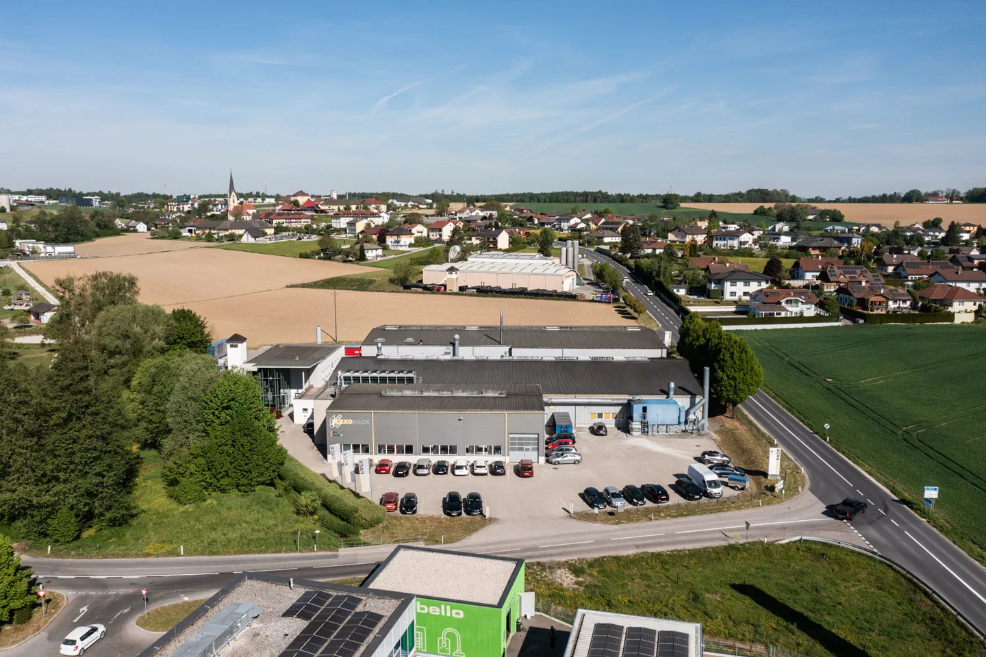 Luftaufnahme des Flexopack Standorts in Allhaming