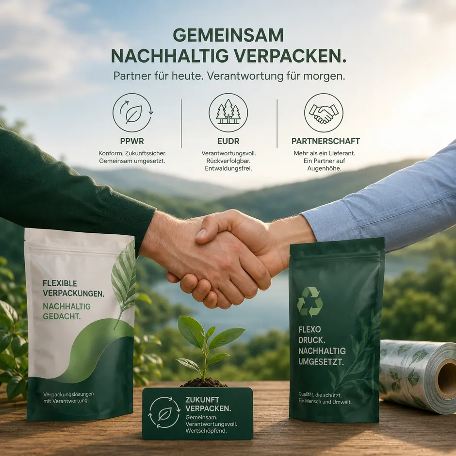 Nachhaltige Verpackung von Flexopack — Schlüsselmotiv